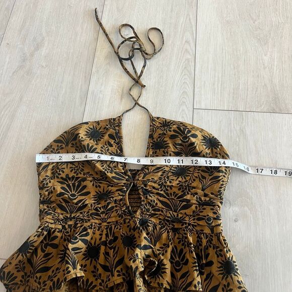 FREE PEOPLE Dandelion Halter Top ~ Elderwood Brown Motif Floral Size s - Picture 2 of 8